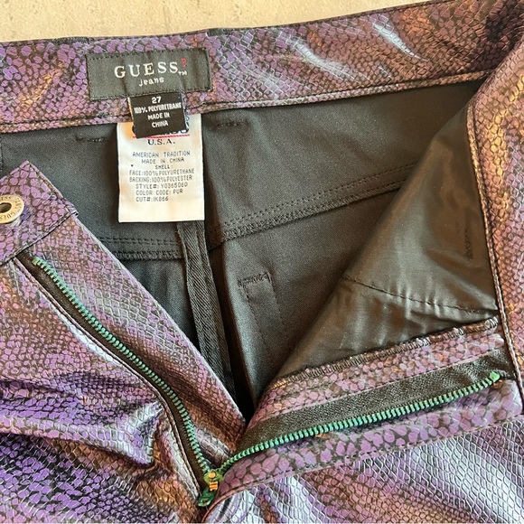 GUESS Snake Print Faux Leather Bootcut Pants Size 27 - Picture 7 of 11